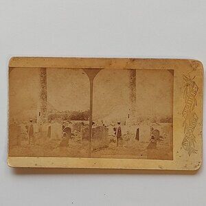 ANTIQUE STEREOGRAPH Card European Series Views Graveyard